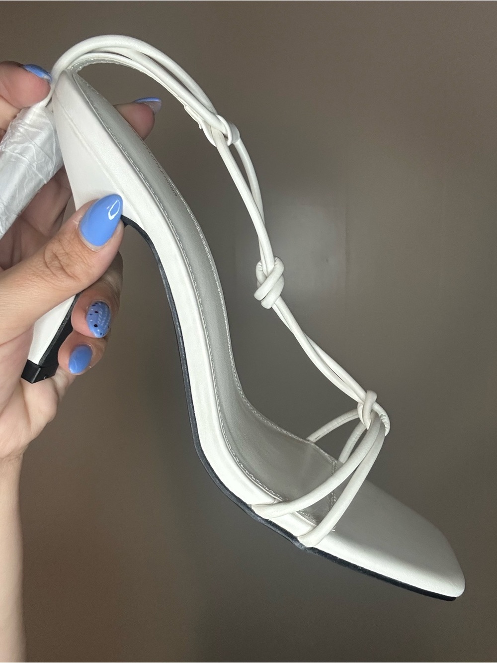PrettyLittleThing White Knotted Strap Slingback Heel